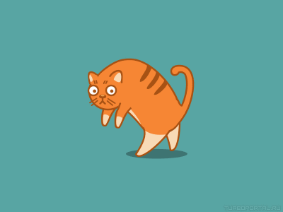 Кошка крадётся на задних лапах (анимация)
