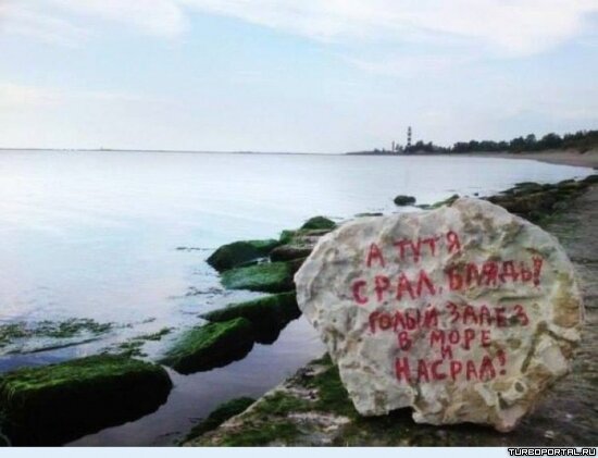 Камень в Бердянске на Азовском море - А тут я срал, блядь!