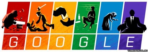 Переделанный логотип Google показывающий Россию